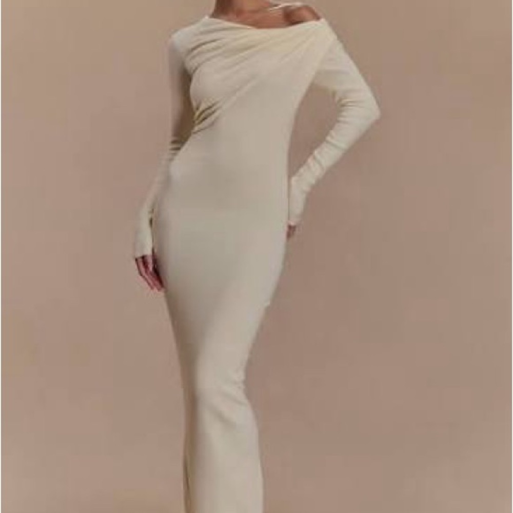 Meshki Cream One Shoulder Dress